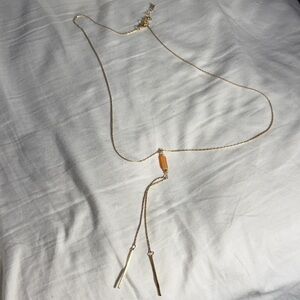 Gold Necklace with Orange Accent